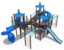 Игровой комплекс Лагуна с металлическим скатом 1500 и винтовыми открытыми скатами Н-2000 ДИО 10113