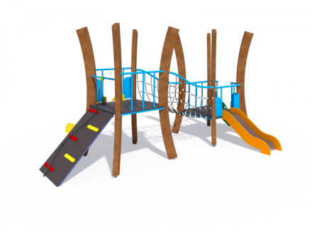 УК 7.926.01 Флекс две башни с горкой и мостиком нерж