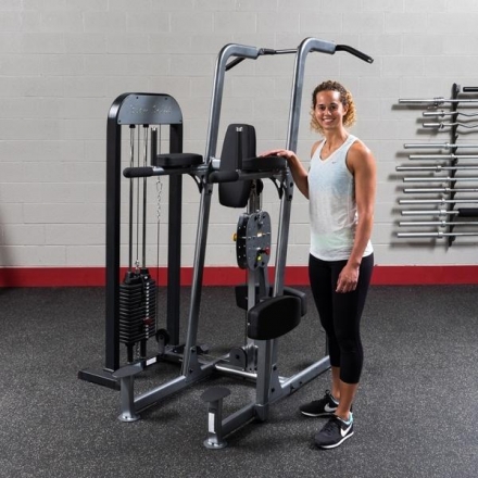 Блочный тренажер турник-брусья-отжимания с противовесом Body-Solid FCD-STK с весовым стеком 95 кг