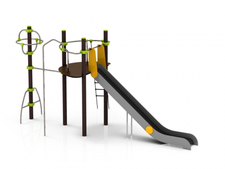 УК 7.110.01 Башня с горкой и гимнастическим столбом нерж