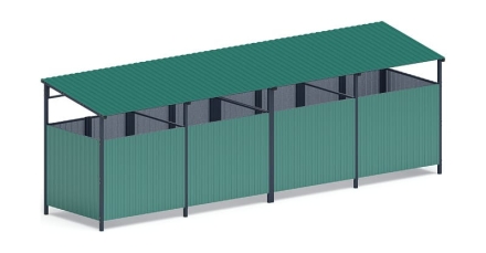 Навес контейнерной площадки для мусора (4 секции) МФ 55.02.02.4-01