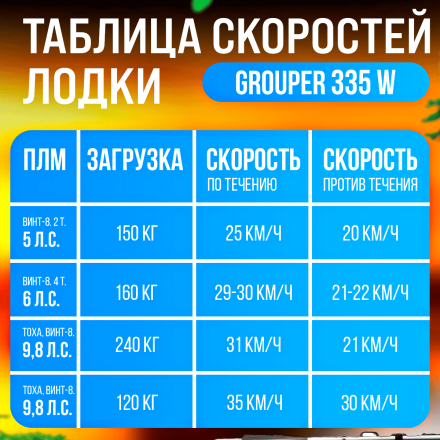 Надувная лодка НДНД Grouper 335W