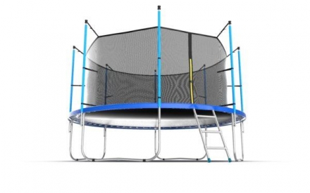 Батут с внутренней сеткой и лестницей, диаметр 12ft (синий)