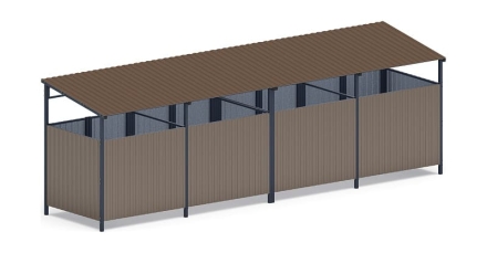 Навес контейнерной площадки для мусора (4 секции) МФ 55.02.02.4-02