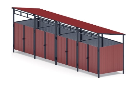 Навес контейнерной площадки для мусора (4 секции) МФ 55.02.02.4-04