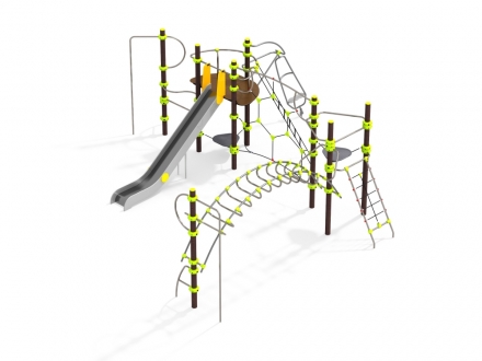 УК 7.305.01 Две башни с горкой, рукоходом и сеткой нерж