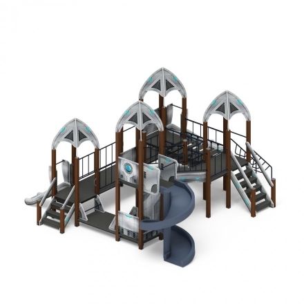 Детская игровая площадка Космопорт винтовой скат, горки Н 750,1200,2000 ДИК 2.14.02-01