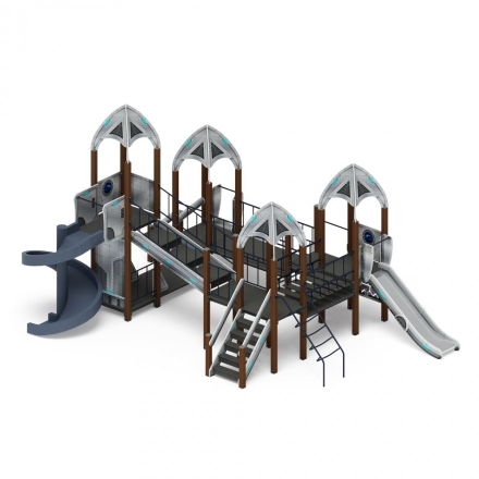 Детская игровая площадка Космопорт винтовой скат, горки Н 750,1200,2000 ДИК 2.14.02-01
