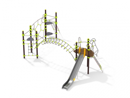 УК 7.306.11 Три башни с горкой, рукоходом и сеткой цинк