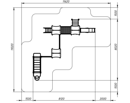 Детская игровая площадка Лукоморье ДИК 2.25.07-01.С H=1200, металлический скат