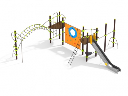 УК 7.307.11 Две башни с горкой, рукоходом и стенкой альпениста цинк