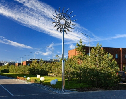 Скульптура из нержавеющей стали Океан Стандартный размер, 8-гранное конусовидное основание из нержавеющей стали