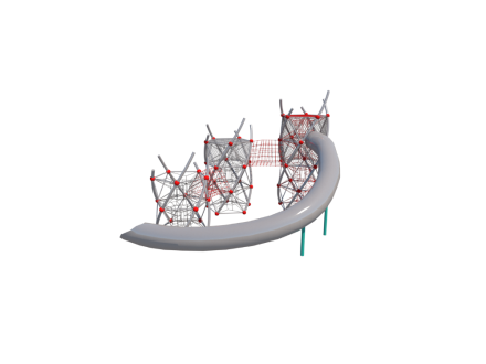 УК 7.459.11 Три башни 2 и 3 и 4 этажа с мостом и горкой нерж и пор.окрас