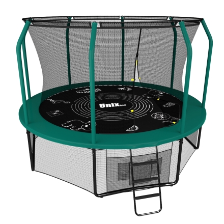 Батут Unix line Supreme Game 14 ft (green) с защитной сеткой