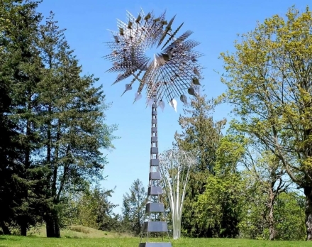 Скульптура из нержавеющей стали Квант Стандартный размер, трубчатое основание из обычной стали