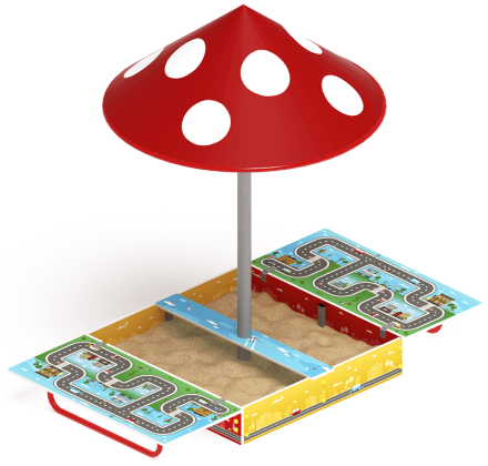 Песочница с крышкой средняя и навесом Грибок (Игра) - ИО 5.01.10-02