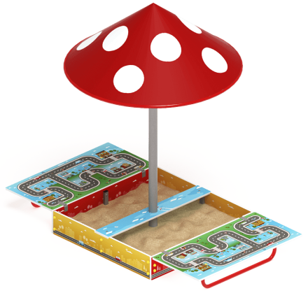 Песочница с крышкой средняя и навесом Грибок (Игра) - ИО 5.01.10-02