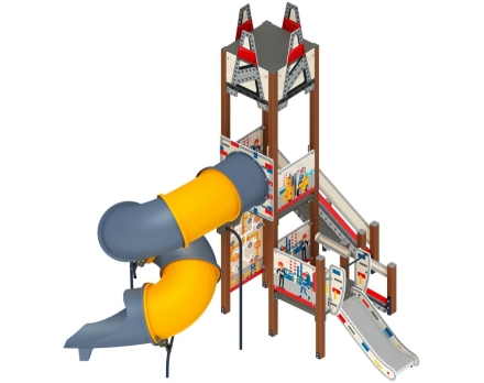 Детская игровая площадка Буровая (лего) горка-труба винтовая Н 2000, горка 750 ДИК 2.28.02-01