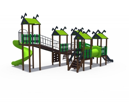 Игровой комплекс Лесная долина Н-1200 Н-900 и винтовой скат Н-2000 ДИО 06070.2