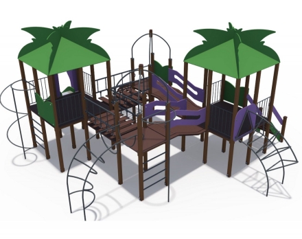 Детский игровой комплекс Джунгли Маугли с металлическим скатом ДИО 02101