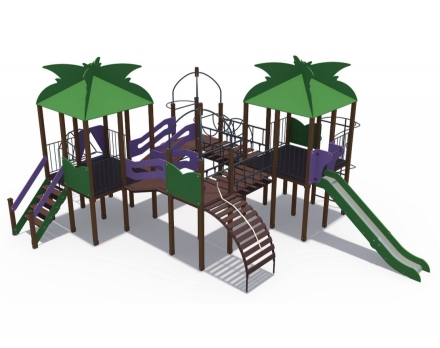 Детский игровой комплекс Джунгли Маугли с металлическим скатом ДИО 02101