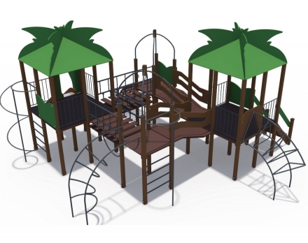 Детский игровой комплекс Джунгли Маугли с металлическим скатом ДИО 02101