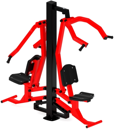 Тяга верхняя + жим от груди (красный) - Уличный тренажер двойной - СТ 027-11.И1