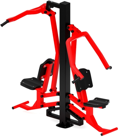 Тяга верхняя + жим от груди (красный) - Уличный тренажер двойной - СТ 027-11.И1