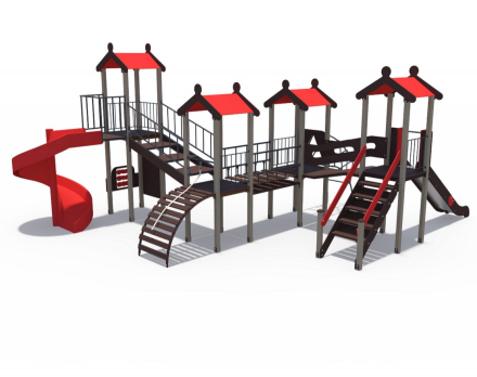 Детский игровой комплекс Городские кварталы Н-1500 и винтовой скат 2000 ДИО 05057