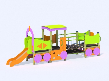 МФ 4.04 Паровоз с 1 вагоном и горкой Н=700 мм