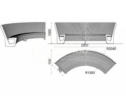Скамейка стальная полукруглая TORUDA 062 1,56 м