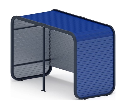 Навес контейнерной площадки для мусора (синий) (2 секции) (под анкера) МФ 55.01.02-03