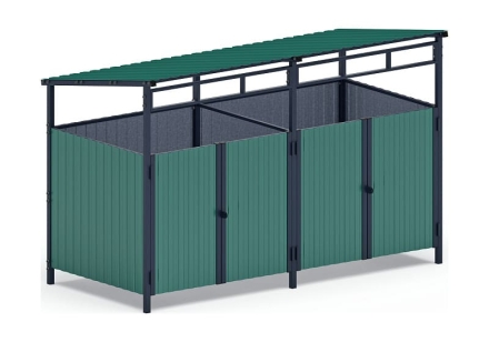 Навес контейнерной площадки для мусора (зеленый) (2 секции) МФ 55.02.02-01