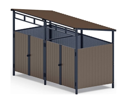 Навес контейнерной площадки для мусора (коричневый) (2 секции) МФ 55.02.02-02