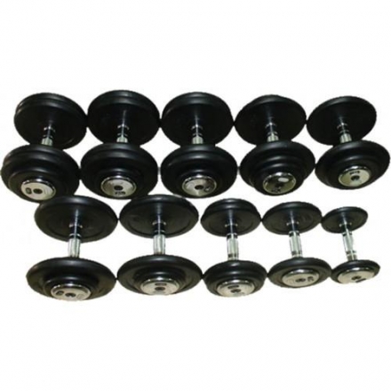 Гантельный ряд ZSO 2,5 кг - 25 кг (10 пар), шаг 2,5 кг, BASIC