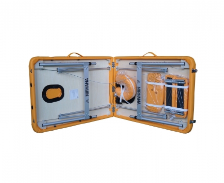 Массажный стол DFC NIRVANA, Elegant LUXE, 186х70х4 см, алюм. ножки, цвет горчичный (Mustard)