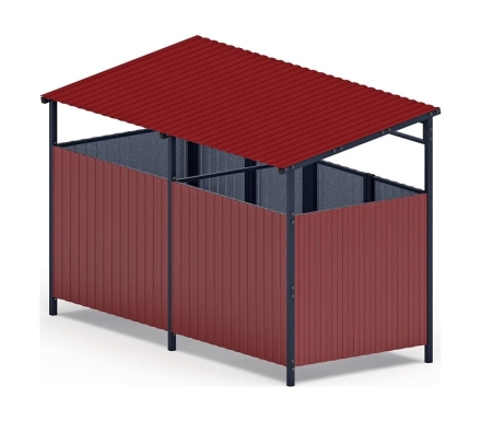 Навес контейнерной площадки для мусора (красный) (2 секции) МФ 55.02.02-04