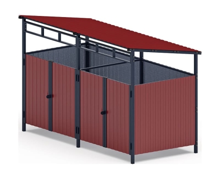 Навес контейнерной площадки для мусора (красный) (2 секции) МФ 55.02.02-04