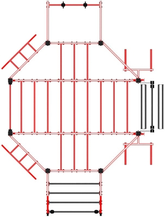 Многофункциональный спортивный комплекс (красный) МК 100.01-01