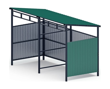 Навес контейнерной площадки для мусора (зеленый) (2 секции) МФ 55.02.03-01