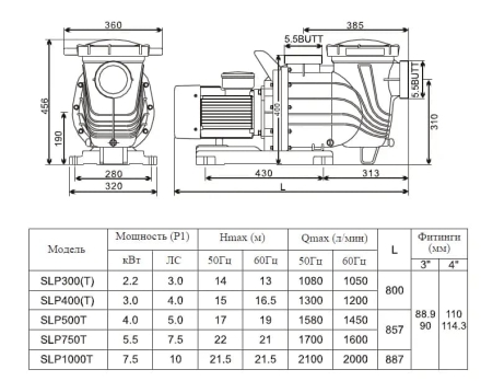 Насос с префильтром Mayer Schwimmbad LX SLP1000T