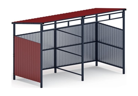 Навес контейнерной площадки для мусора (красный) (2 секции) МФ 55.02.03-04