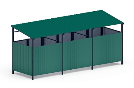 Навес контейнерной площадки для мусора (3 секции) МФ 55.02.02.3-01