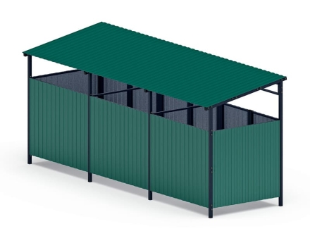 Навес контейнерной площадки для мусора (3 секции) МФ 55.02.02.3-01