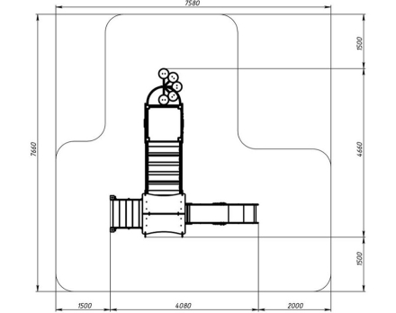 Детская игровая площадка Лукоморье ДИК 2.25.10-01.С H=1200, металлический скат
