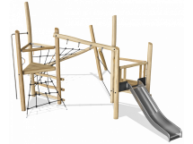ДП 4.130 Комплекс из бревен с горкой нержавеющей из двух башен